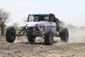 Front view close-up of Racing white Chenowth rally car Royalty Free Stock Photo